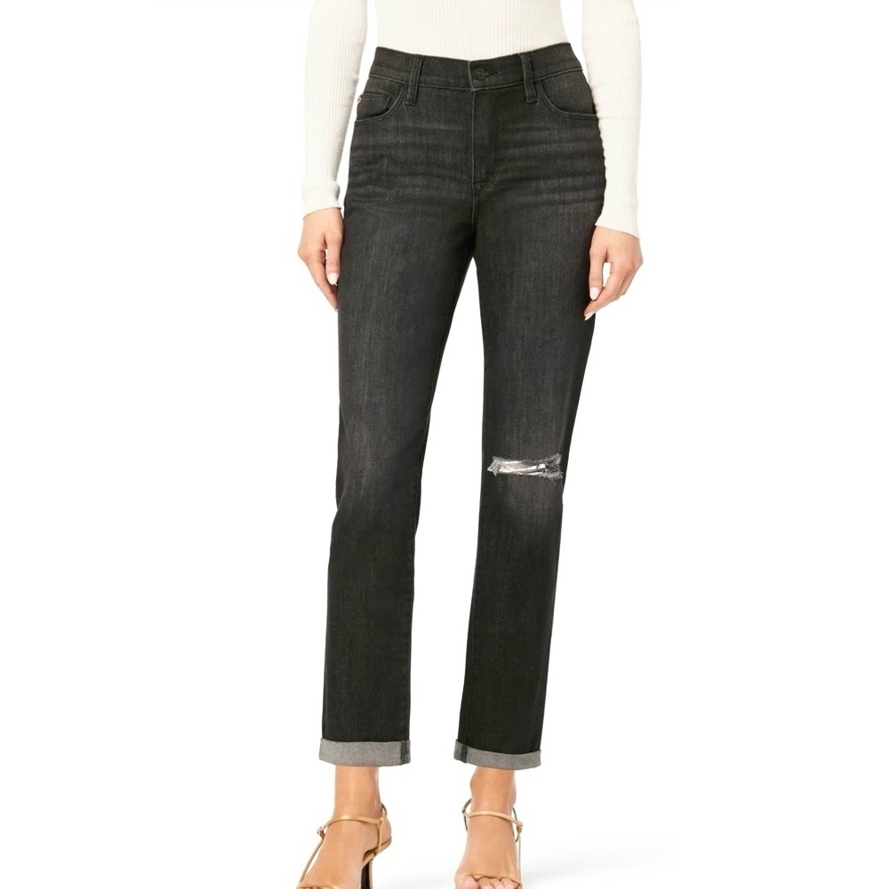 Hudson 31 Natalie Slim Fit Boyfriend Women’s Jeans Distressed Ava Black Cuffed